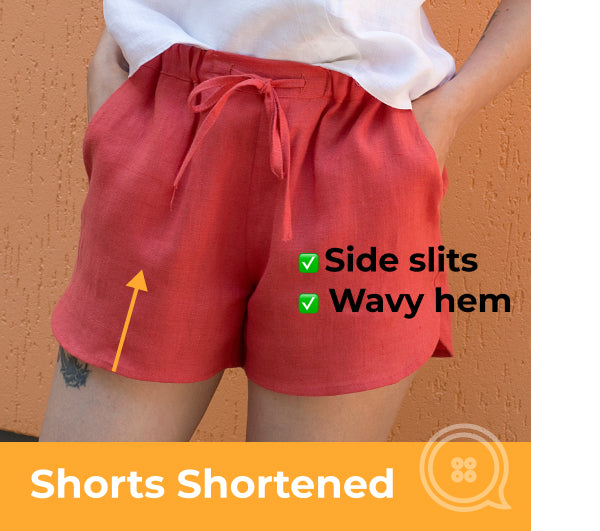 Curved Wavy Side Slit Hemmed Shorts Clothing Alterations Service