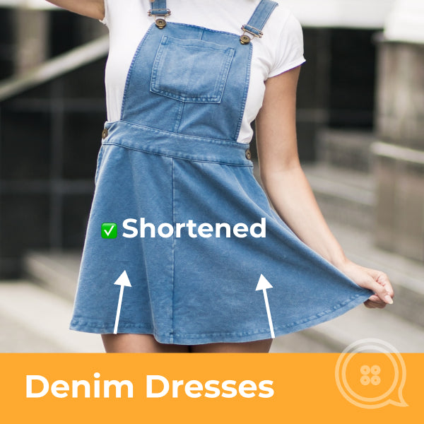 Denim Dress Shortening Service - Clothing Alterations Hemming Take Up